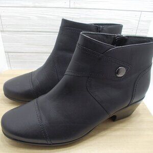 Clarks Emslie Jada Ankle Boots Black Leather Women's 11 W Side Zip